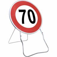 Panneau temp BK14 650 Cl.1 "Limite de vitesse 70km/h" + PL
