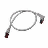 Cordon RJ45 CAT6A S/FTP coudé AWG27 LSZH Blanc Lg 0,50m