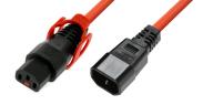 IEC Lock - Rallonge secteur C13/C14 avec cage sur C13 - 4m Orange
