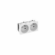 Prise de courant droite – module double 45x90 mm – Blanc