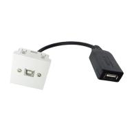 Plastron 45x45 USB2.0 B F vers USB A F Amplifié - 0, 20m