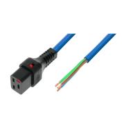 IEC LOCK - Cordon secteur C19/Dénudé - 3m bleu