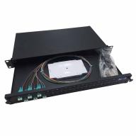 Tiroir 19" coulissant 1U 24 LCU DX OM4 équipé de 24 traversées LCU DX 48 pigtails