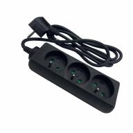 Multiprise 2P+T.3 prises noir Lg 1, 5m