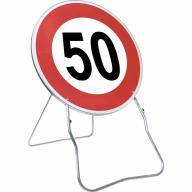 Panneau temp BK14 850 Cl.2 "Limite de vitesse 50km/h" + PL