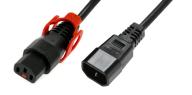 IEC Lock - Rallonge secteur C13/C14 avec cage sur C13 - 0.5m Noir