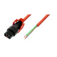 IEC LOCK - Cordon secteur dénudé vers C13 avec cage - 3m - orange