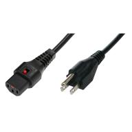 IEC LOCK - Cordon secteur 2P+T US vers C13 - Ø18 - 2m - noir