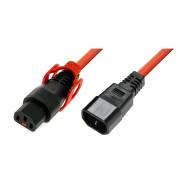 IEC LOCK - Rallonge secteur C13/C14 avec cage sur C13 - 1, 5m orange