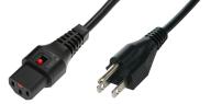 IEC Lock - Cordon secteur 2P+T US vers C13 - diam 16 - 2m - Noir