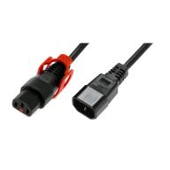 IEC LOCK - Rallonge secteur C13/C14 avec cage sur C13 - 1m noir