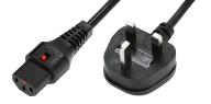 IEC Lock - Cordon secteur 2P+T UK / C13 - 2m Noir