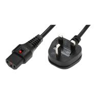 IEC LOCK - Cordon secteur 2P+T UK/C13 - 2m noir