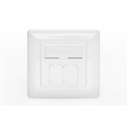 Plastron RJ45 80x80mm sortie 45° - Prise RJ45