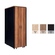 UPTEC v2 Baie insono. 42U L750 P1130 H2110 finit. bois 9 vent. noir - Infrastructure 19 pouces professionnelle