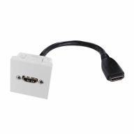 Plastron 45x45 HDMI 2.0 F/F Coudé 60° AWG26 Lg 0, 20m