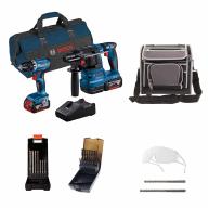 Pack PREMIUM Bosch Professional 18V : perfo GSR 18V -45 + perceuse visseuse GBH 18V-22 2x4,0Ah + valise à outils TED & accessoires
